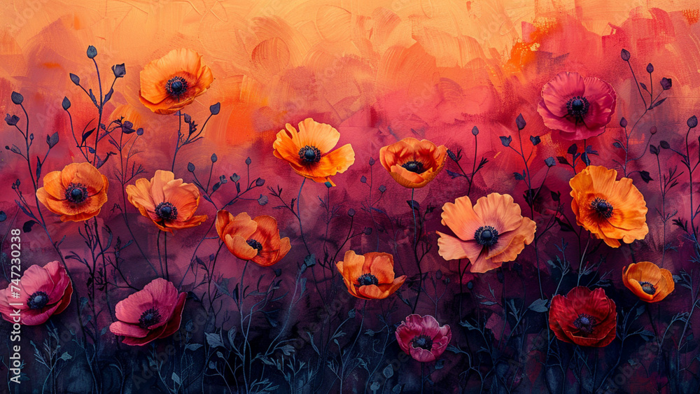 red poppy flower - obrazy, fototapety, plakaty 