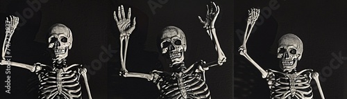Skeleton's Skeleton Dance A Bone-rattling Black and White Celebration of the Monthly Skeleton Sale! Generative AI photo
