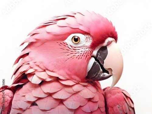 parrot, pink, grainy noisy gradient color on a white background Generative AI © Haroon