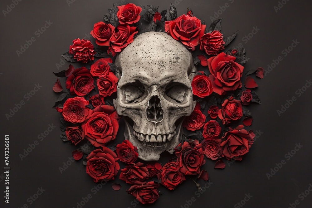 Roses and Bones A Skull-Shaped Bouquet for the Month of Love Generative AI Roses and Bones A Skull-Shaped Bouquet for the Month of Love Generative AI