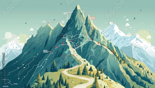 Charting the Wilderness: Comprehensive Mountain Infographic Offers an Overview and Detailed Description of the Landscape's Unique Features