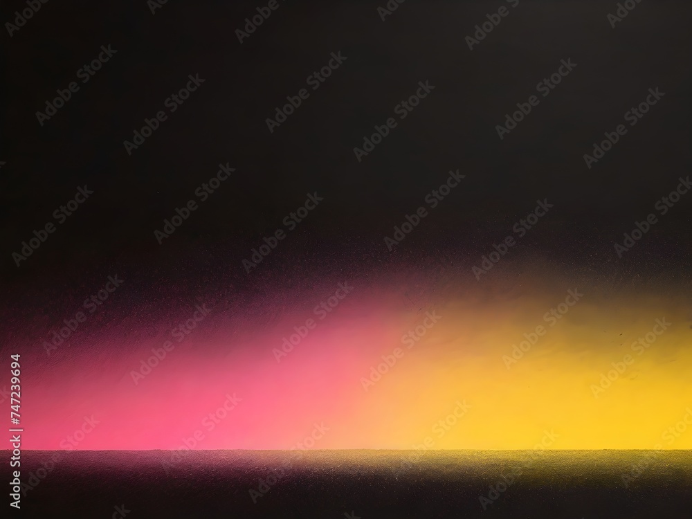 yellow, pink, grainy noisy gradient color on a black background Generative AI