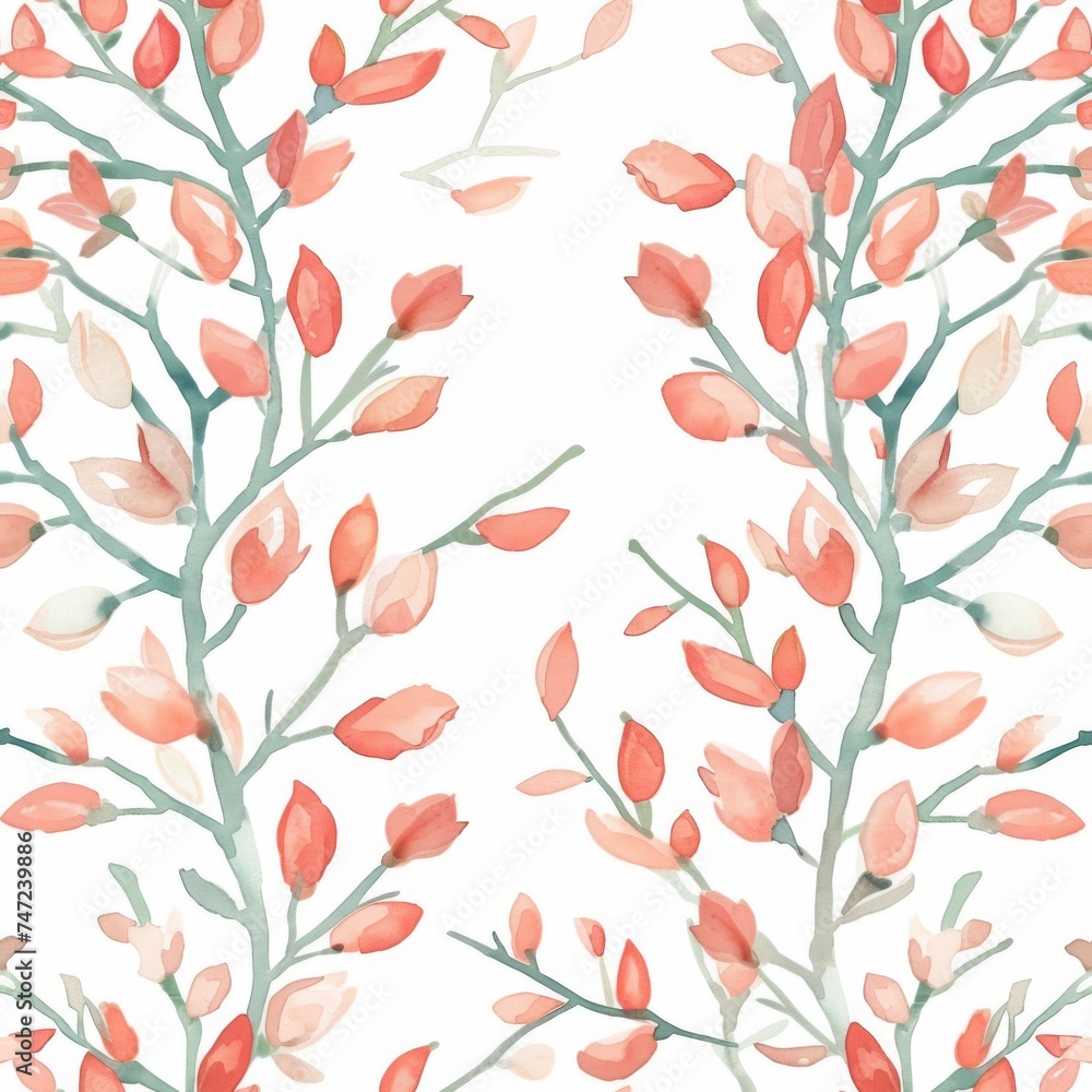 Seamless pattern showcasing a radiant red and orangeade desert flower bloom, ideal for a vibrant and trendy fabric or wallpaper design. Seamless pattern showcasing a radiant red and orangeade desert flower bloom, ideal for a vibrant and trendy fabric or wallpaper design.