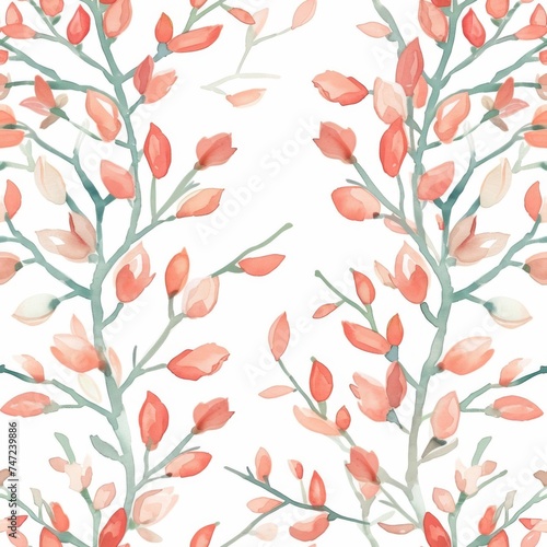 Seamless pattern showcasing a radiant red and orangeade desert flower bloom, ideal for a vibrant and trendy fabric or wallpaper design.