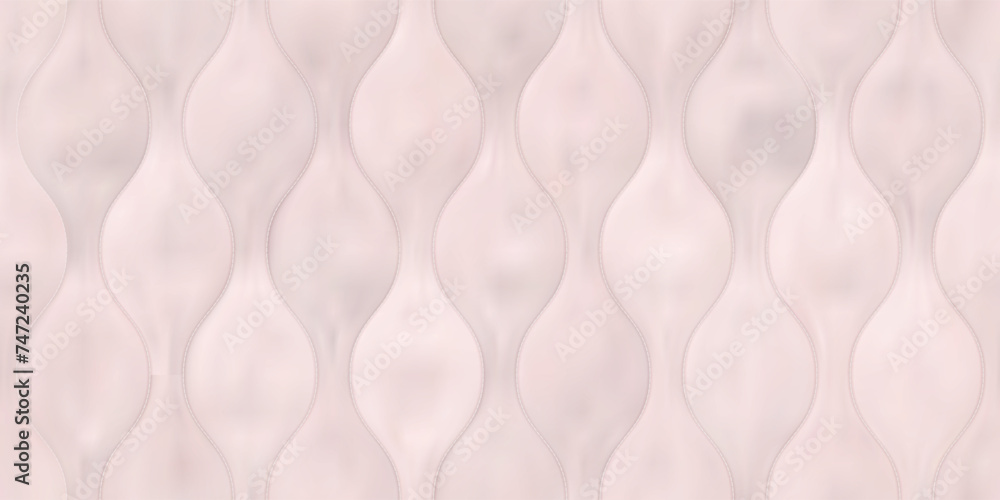 Naklejka premium Soft surface of quilted mattress with wavy seamless pattern. Top view on bedding textile or blanket with light texture. Gradient mesh vector illustration