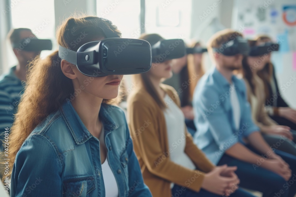 A team of professionals engages in a VR training session, illustrating the transformative power of VR in team-building and professional development. A team of professionals engages in a VR training session, illustrating the transformative power of VR in team-building and professional development.