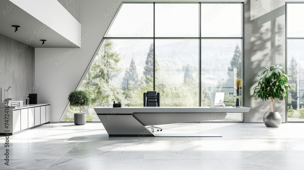Fototapeta premium A modern office with large windows