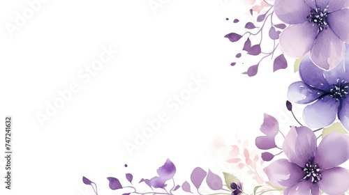 Elegant Purple Flowers and Greenery on a White Background Illustration