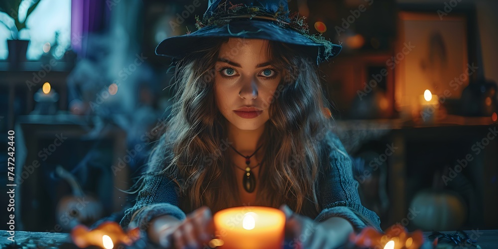 Witchy Halloween collage: Midnight divination scene. Concept Halloween, Witchy, Collage, Midnight, Divination Witchy Halloween collage: Midnight divination scene. Concept Halloween, Witchy, Collage, Midnight, Divination