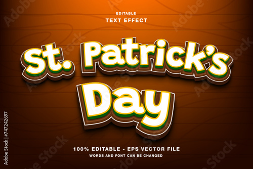 St. Patrick's Day 3d cartoon text style effect template editable