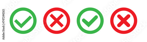 Checkmark cross on white background. Isolated vector sign symbol. Vector
