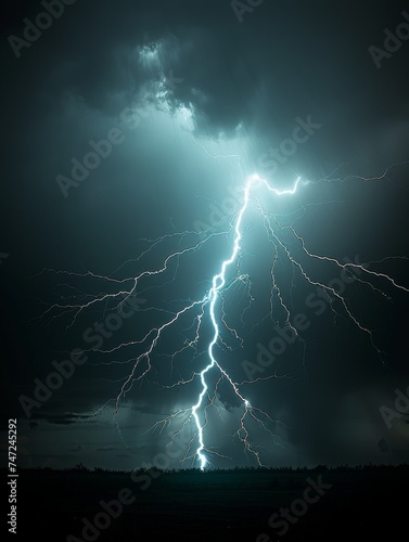 Lightning Bolt Strikes Above Field