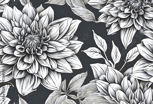 Wallpaper Mural Monochrome Floral Illustration Torontodigital.ca