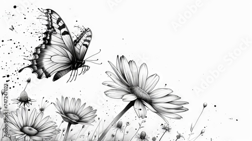 beautiful background design with butterflies and flowers