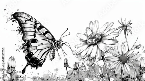 beautiful background design with butterflies and flowers © Ege
