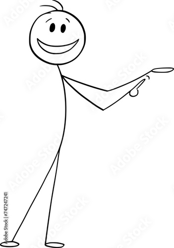 Person or Businessman Showing Something Laid on His hand, Vector Cartoon Stick Figure Illustration