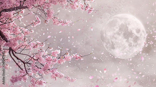 moon and cherry tree view