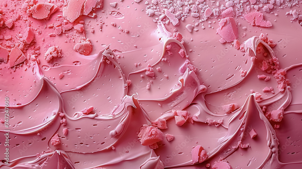 Strawberry Ice cream texture surface, Ice cream Berry, close up of cream dessert, Traces of use of an ice cream scoop, pink color Background cover banner 16:9 wallpaper Strawberry Ice cream texture surface, Ice cream Berry, close up of cream dessert, Traces of use of an ice cream scoop, pink color Background cover banner 16:9 wallpaper