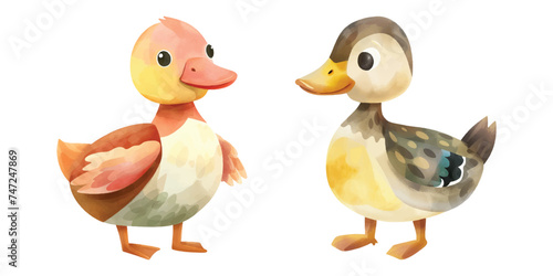 cute duck watercolour vector illustration