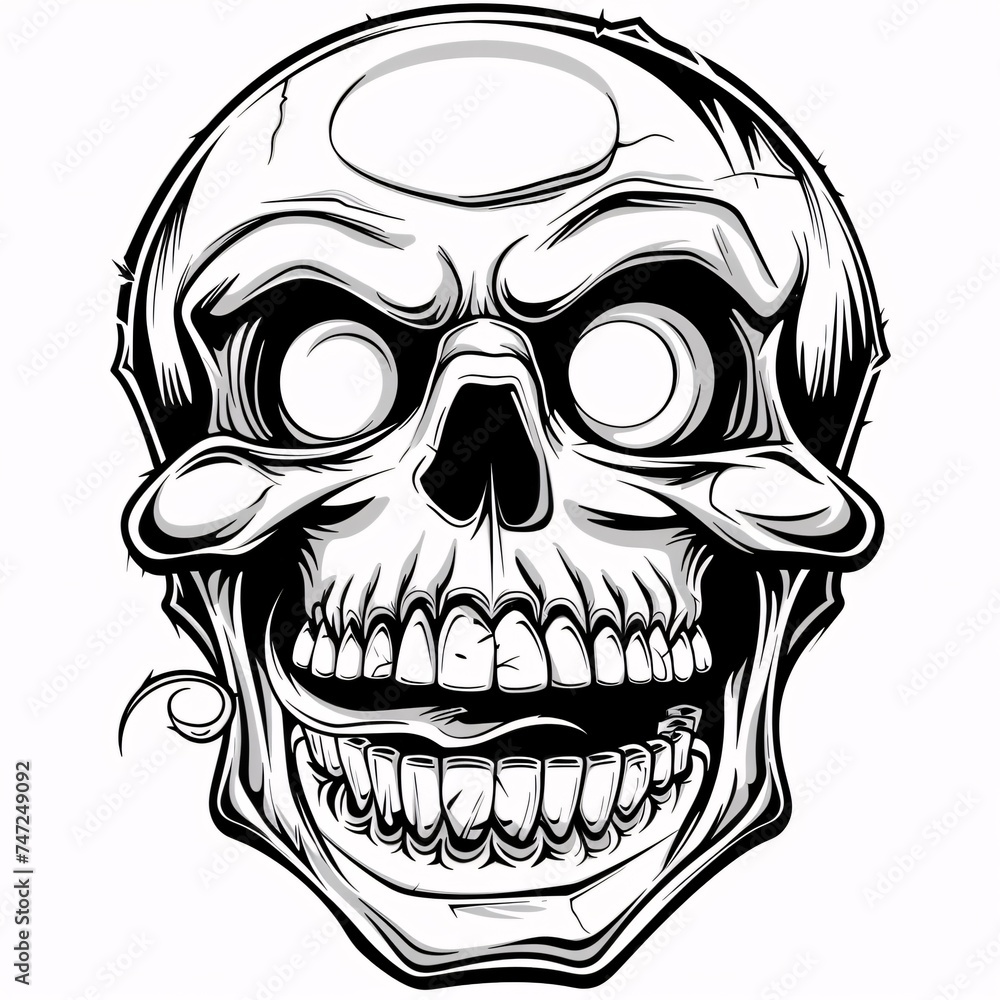 Skeleton Skull with Eyes and Teeth A Creepy and Cool Halloween Decoration Generative AI Skeleton Skull with Eyes and Teeth A Creepy and Cool Halloween Decoration Generative AI