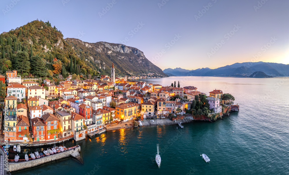 Varenna, Italy viewed from above Lake Como