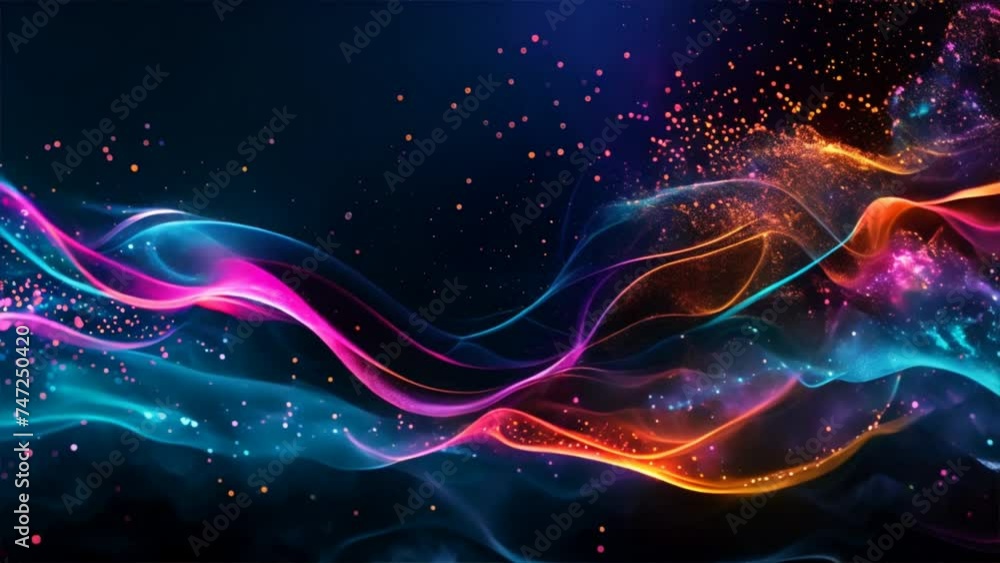 Colorful animation of bright particles.