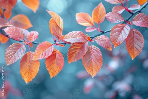 Branch With Red and Orange Leaves © hakule