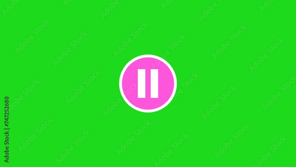 Animated play icon on green screen and white screen. white pink and green black play icon Animated play icon on green screen and white screen. white pink and green black play icon