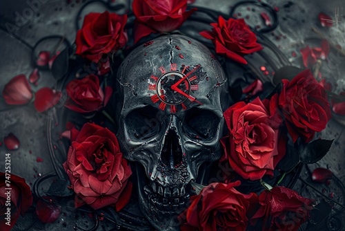 Roses and Skulls A Timeless Tribute to the Monthly Mayhem Generative AI