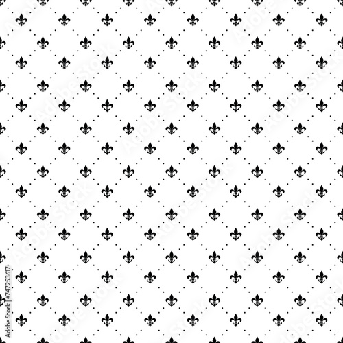 Fleur de lis seamless pattern black and white background