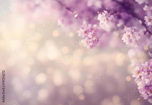 A picturesque springtime setting captured in abstract form, showcasing the enchanting allure of sakura blooms, pastel hues, and soft bokeh