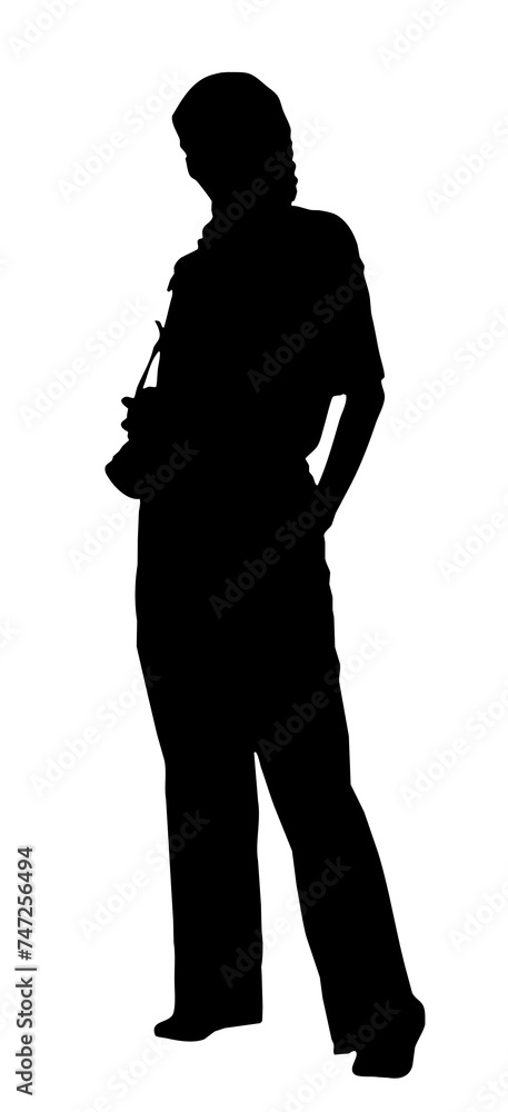 portrait silhouette of a young woman photographer holding a camera ( clipping path ) portrait silhouette of a young woman photographer holding a camera ( clipping path )