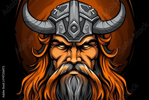 a cartoon of a viking with horns and a beard
