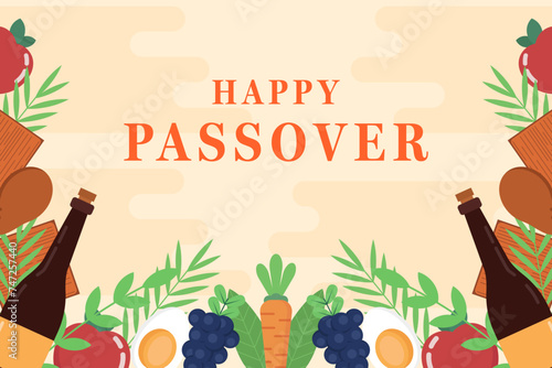 flat happy passover background illustration vector design