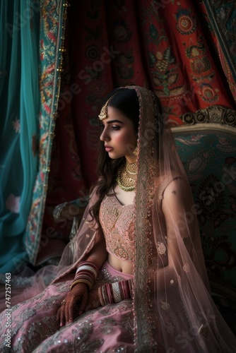 Beautiful Indian bride dressed in traditional wedding clothes