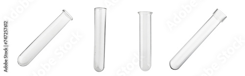 empty laboratory test tube . isolated on transparent background . PNG, cutout, or clipping path.	

