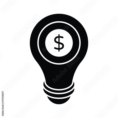 Dollar inside bulb depicting innovative idea, financial idea icon design