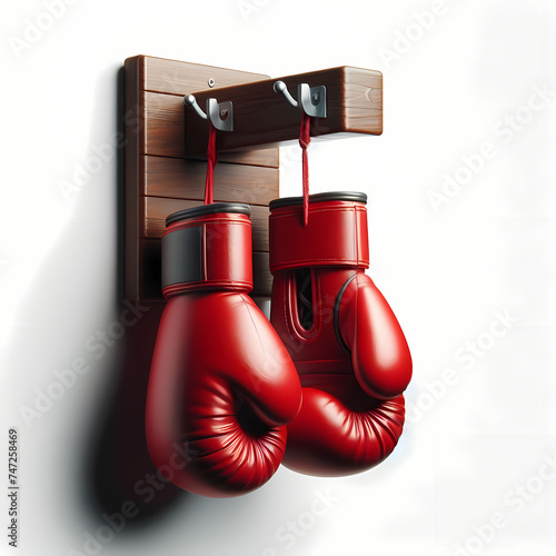  a pair of isolated boxing gloves suspended mid-air, generative ai © cherif