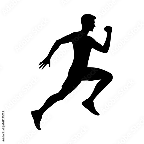 Vector silhouette of a man running. Vector icon of a jogging man isolated on white background.