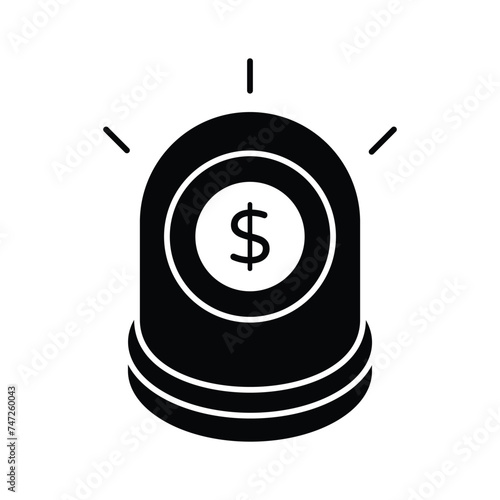 Emergency siren with dollar coin denoting concept icon of emergency fund