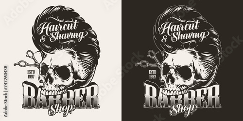 Barber shop monochrome vintage sticker