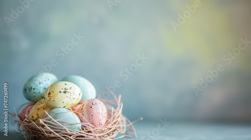 Pastel Easter eggs in a nest