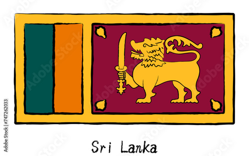 Analog hand-drawn world flag, Sri Lanka