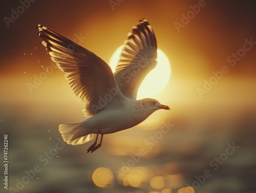 a bird flying in the sky, relax at the beach, Flock of birds flying in the sky, © Pareeya