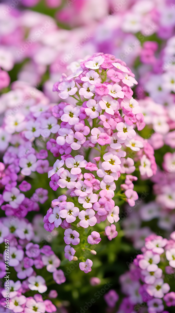 Enthralling Landscape of Pastel Alyssum Flowers Displayed in a Serene and Wholesome Celebration of Springtime