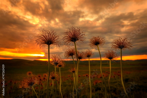 beautiful sunrise in the mountains of the Southern Urals in the Republic of Bashkortostan