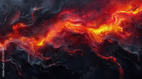 Lava magma background, fire burning, abstract background warm hot fire lava texture, Background cover banner 16:9 wallpaper © lichichu