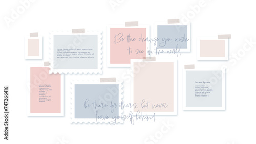 Vector photo collage template moodboard pictures grids vector illustration, vision board	