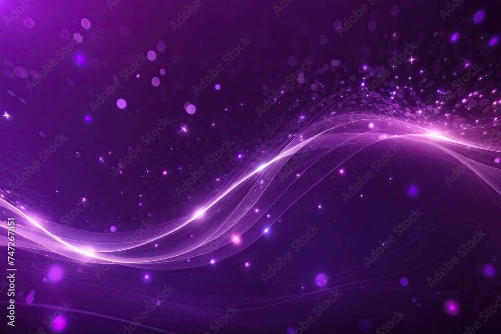 Digital Purple Particles Wave And Light Abstract Background,  created by ai generated