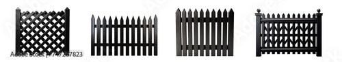 set of modern iron barrier, gate or fence isolated on white background, PNG, cutout, or clipping path